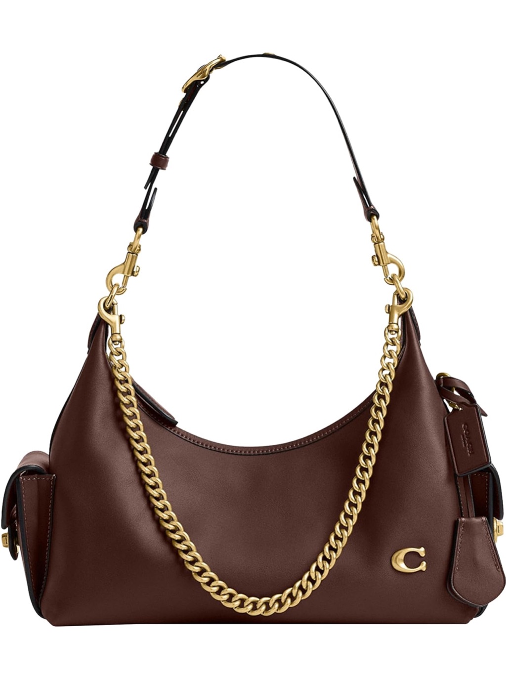 Coach Chocolate Brown Leather Juliet Shoulder Bag 30 With Gold Hardware - New